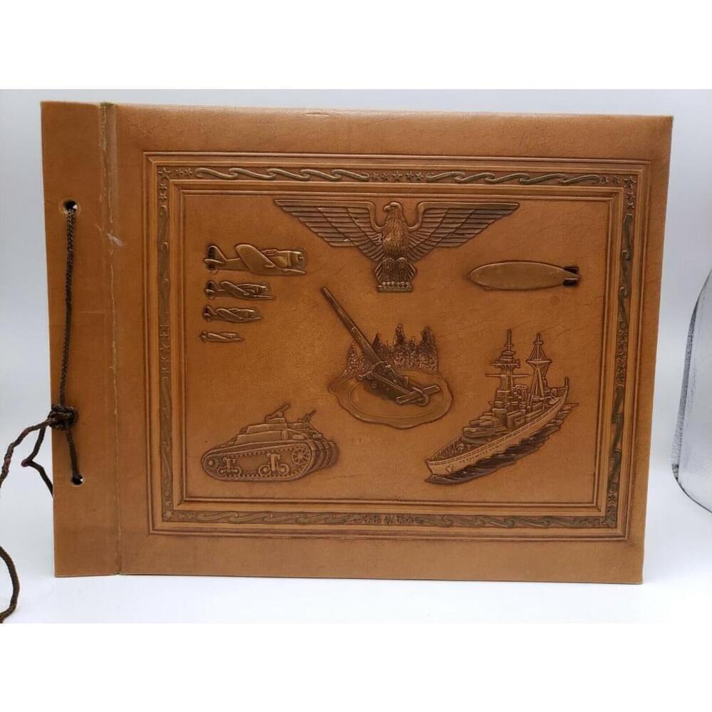 Vintage leather embossed Military Theme Photo Album Scrapbook Cover 13.5"×10.5"